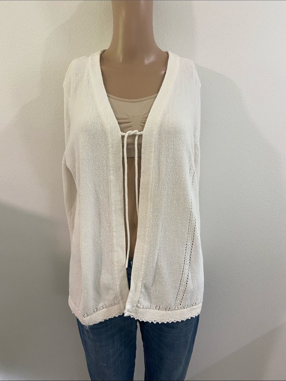 Christopher & Banks Cream Lightweight Knit Sweater Sz L